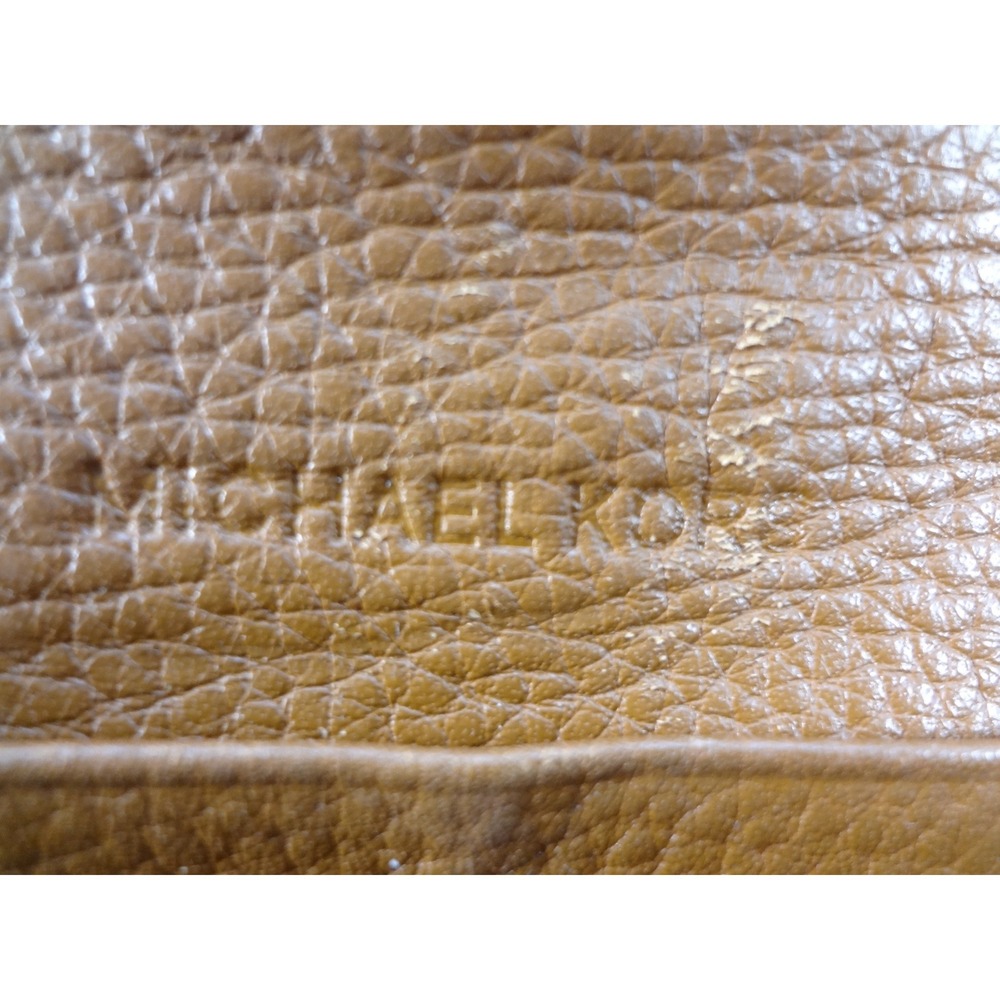 Vintage Michael Kors Camel Brown Pebbled Leather Buckle Wallet Silver Hardware - Picture 7 of 7